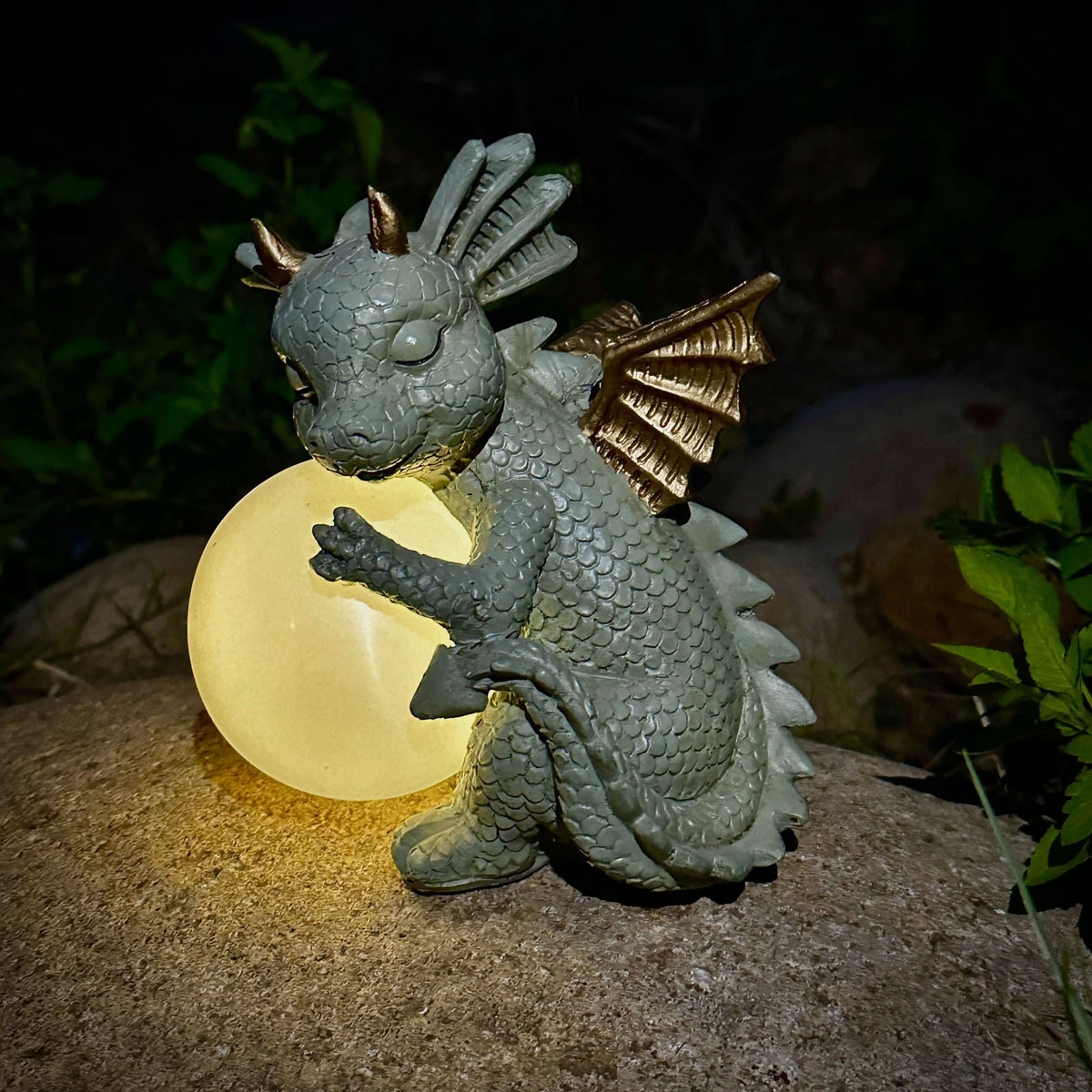 Dinosaur Statue Solar-Powered Resin Moonlight Glow
