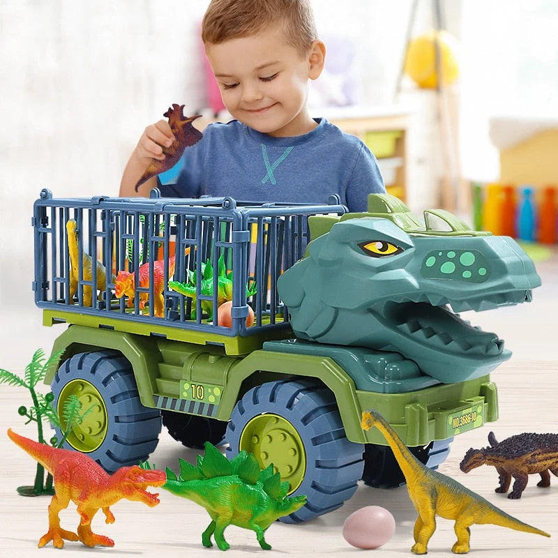 Dinosaur Transporter Truck 15-Inch Realistic Figures