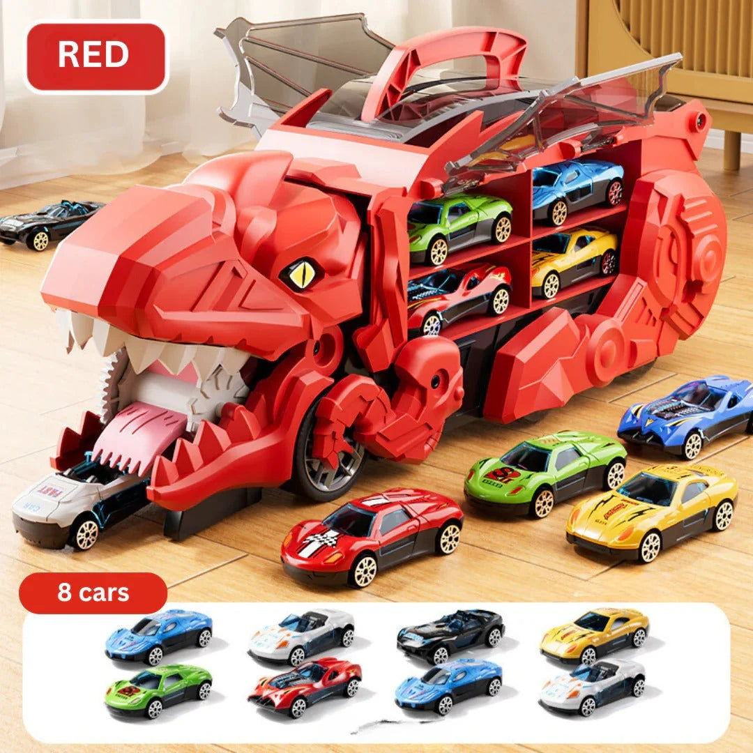 Dinosaur Truck Playset Dual Tracks & Three Mini Cars