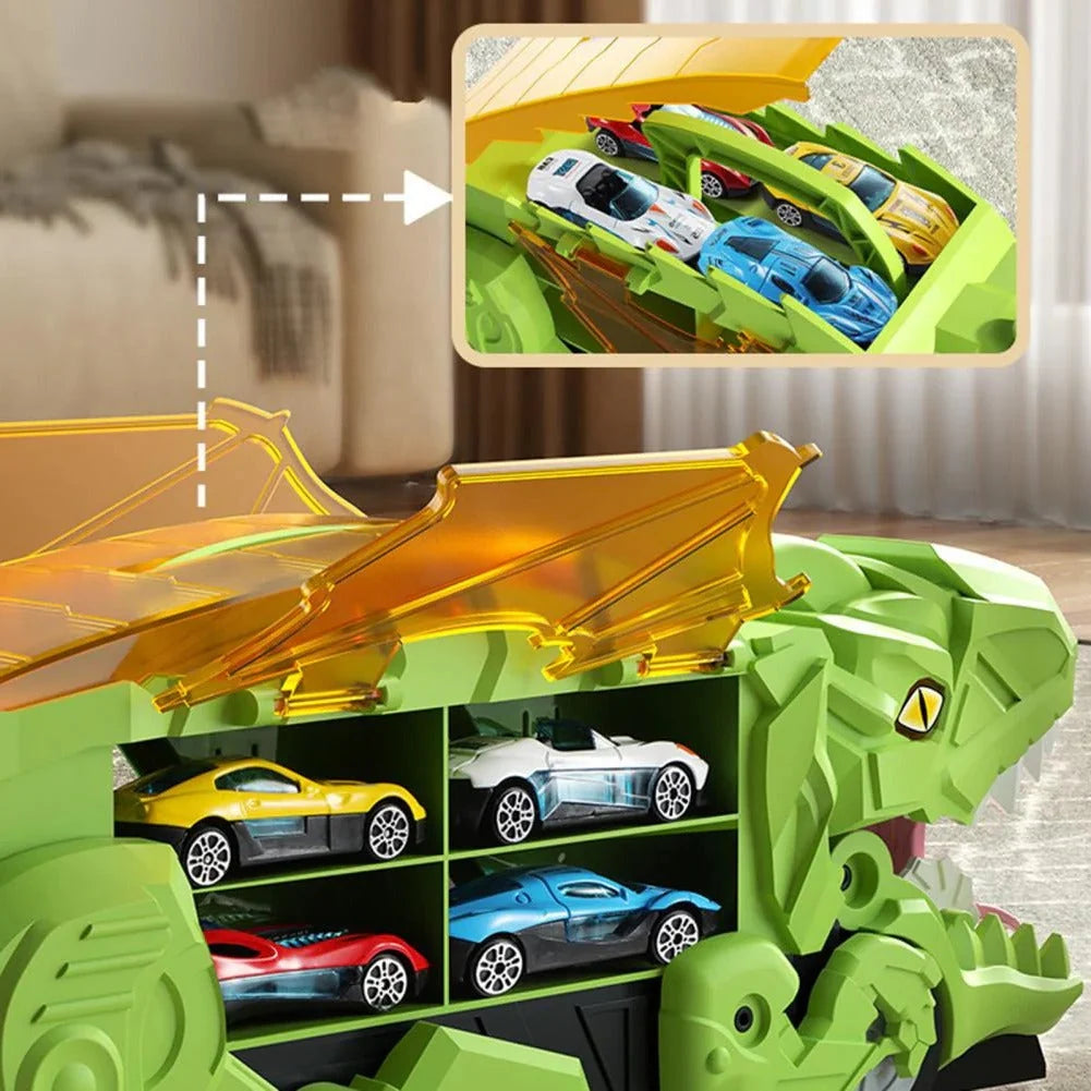 Dinosaur Truck Playset Dual Tracks & Three Mini Cars