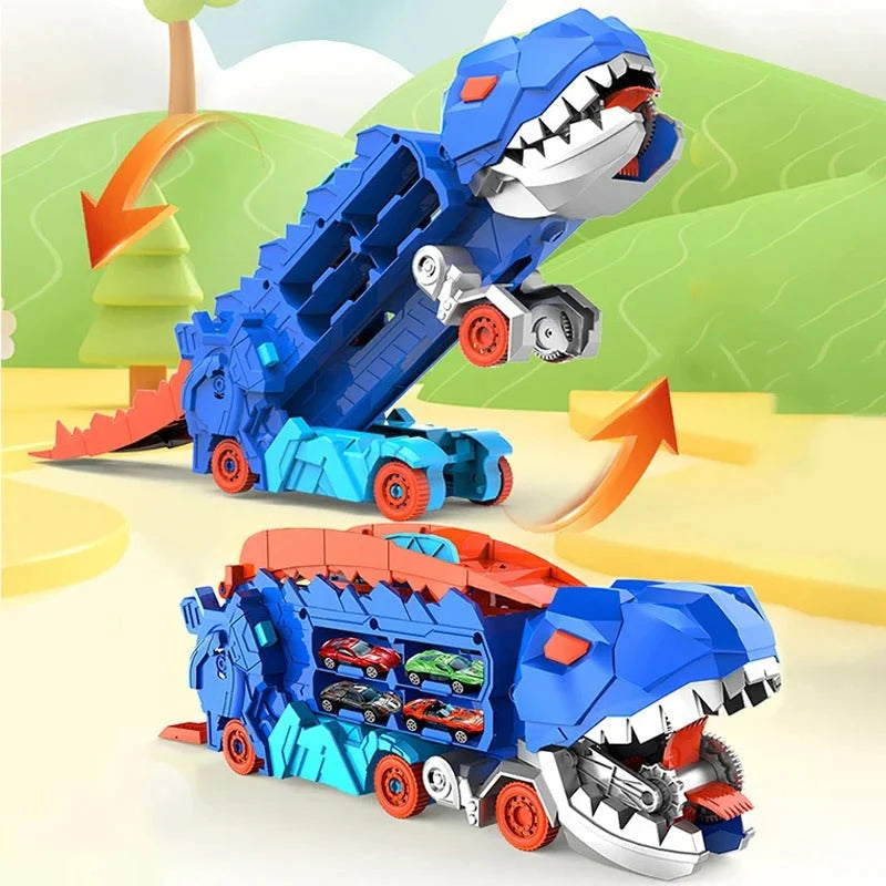 Dinosaur Truck Playset Dual Tracks & Three Mini Cars