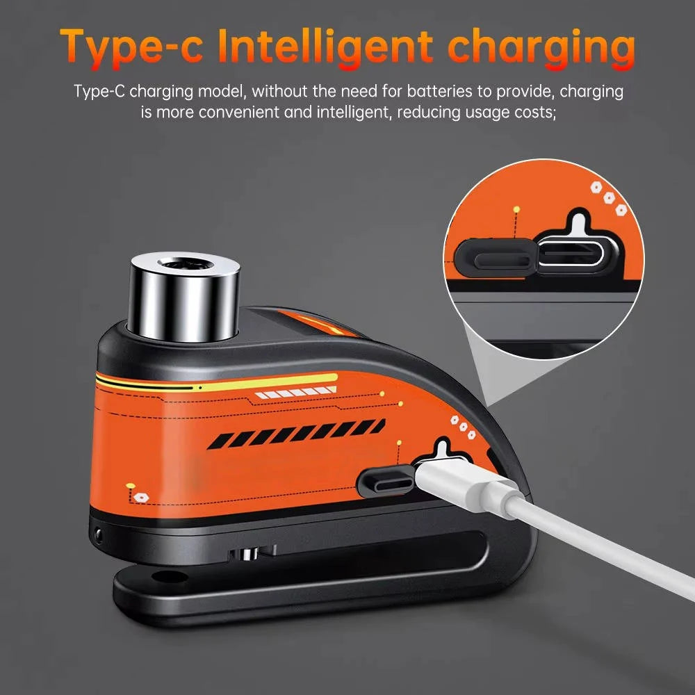 Disc Brake Lock 120dB Alarm Aluminum Alloy IP67 Waterproof
