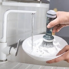 Dish Brush Refillable Soap Dispenser Ergonomic Non-Slip Handle