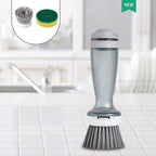 Dish Brush Refillable Soap Dispenser Ergonomic Non-Slip Handle
