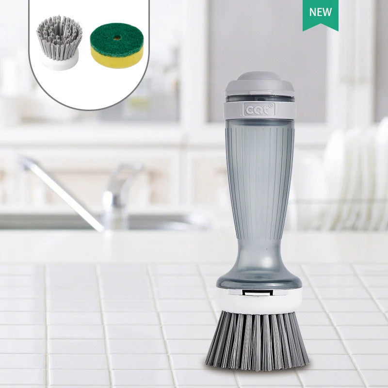 Dish Brush Refillable Soap Dispenser Ergonomic Non-Slip Handle