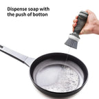 Dish Brush Refillable Soap Dispenser Ergonomic Non-Slip Handle