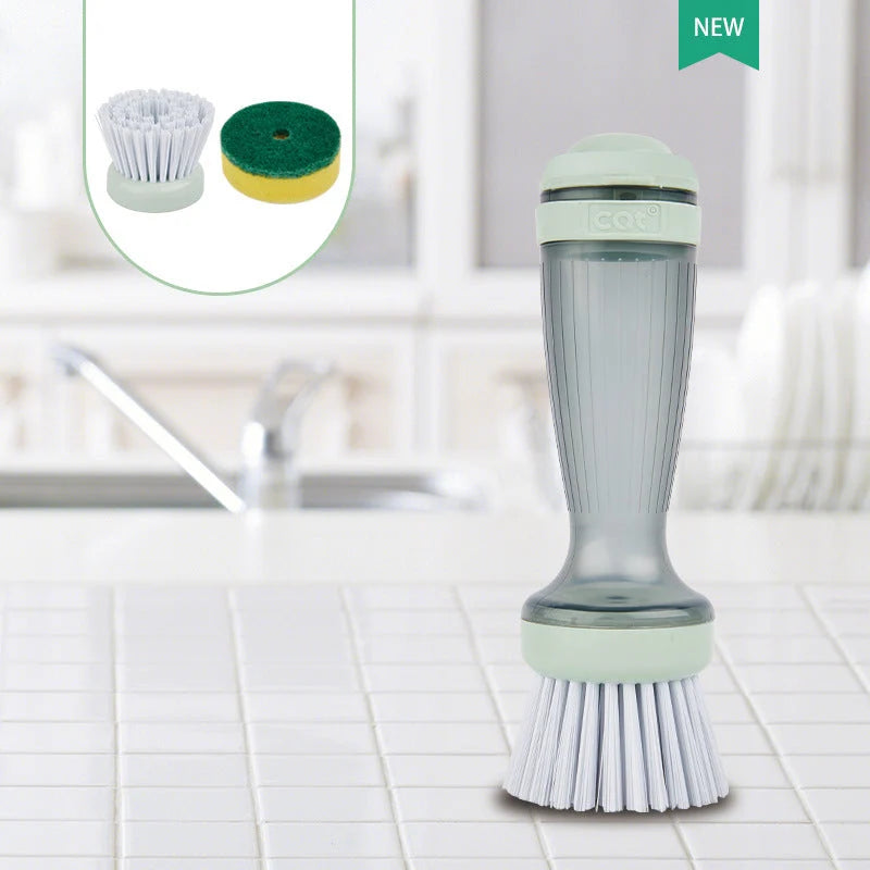 Dish Brush Refillable Soap Dispenser Ergonomic Non-Slip Handle
