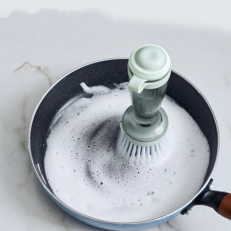 Dish Brush Refillable Soap Dispenser Ergonomic Non-Slip Handle