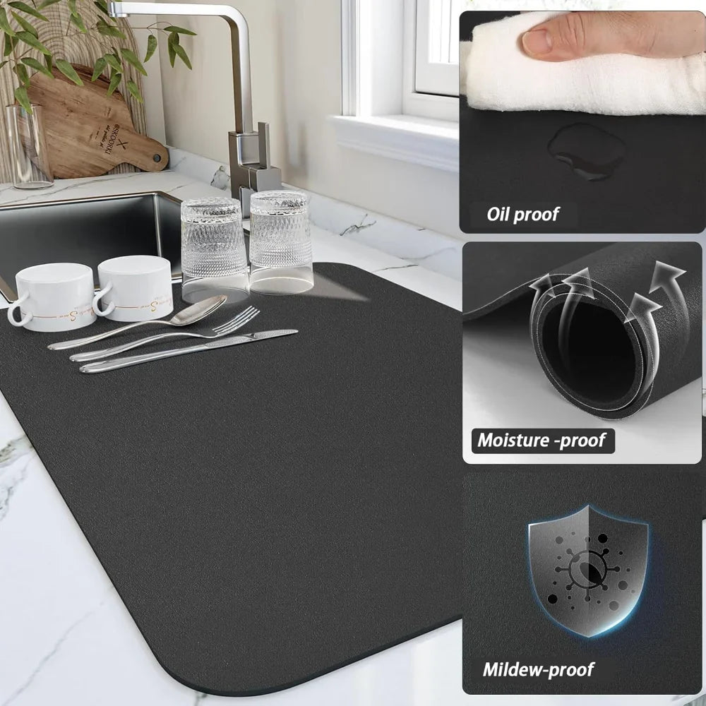 Dish Drying Mat Diatomaceous Earth Quick-Dry
