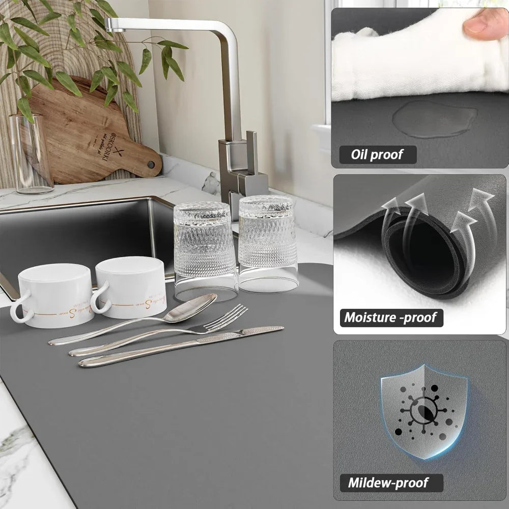 Dish Drying Mat Diatomaceous Earth Quick-Dry