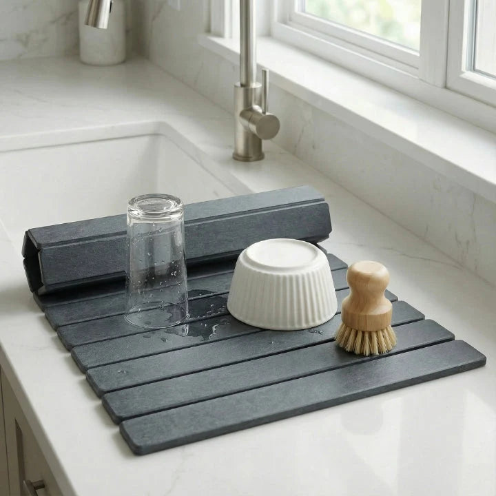 Dish Drying Mat Diatomaceous Earth Quick-Dry Foldable