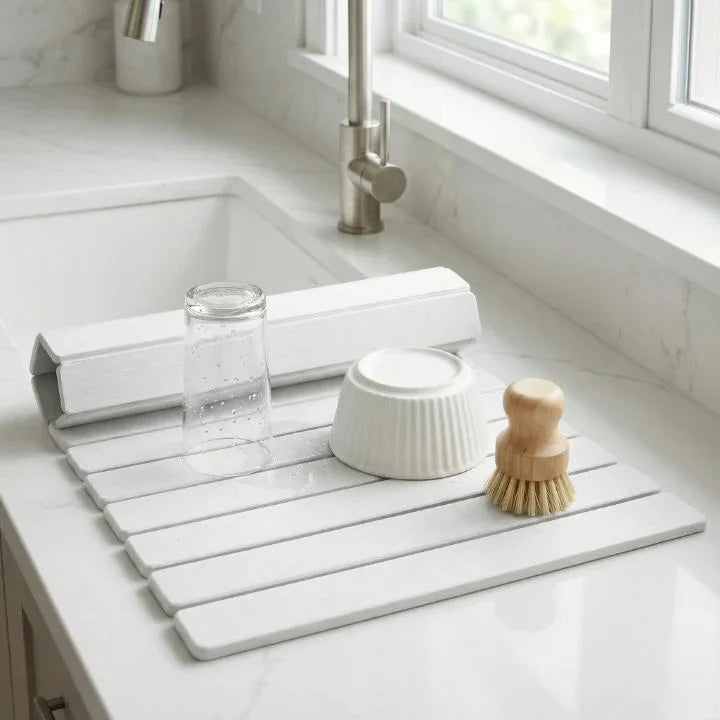 Dish Drying Mat Diatomaceous Earth Quick-Drying Foldable