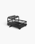 Dish Drying Rack Multi-Level Carbon Steel 360° Rotatable Drain