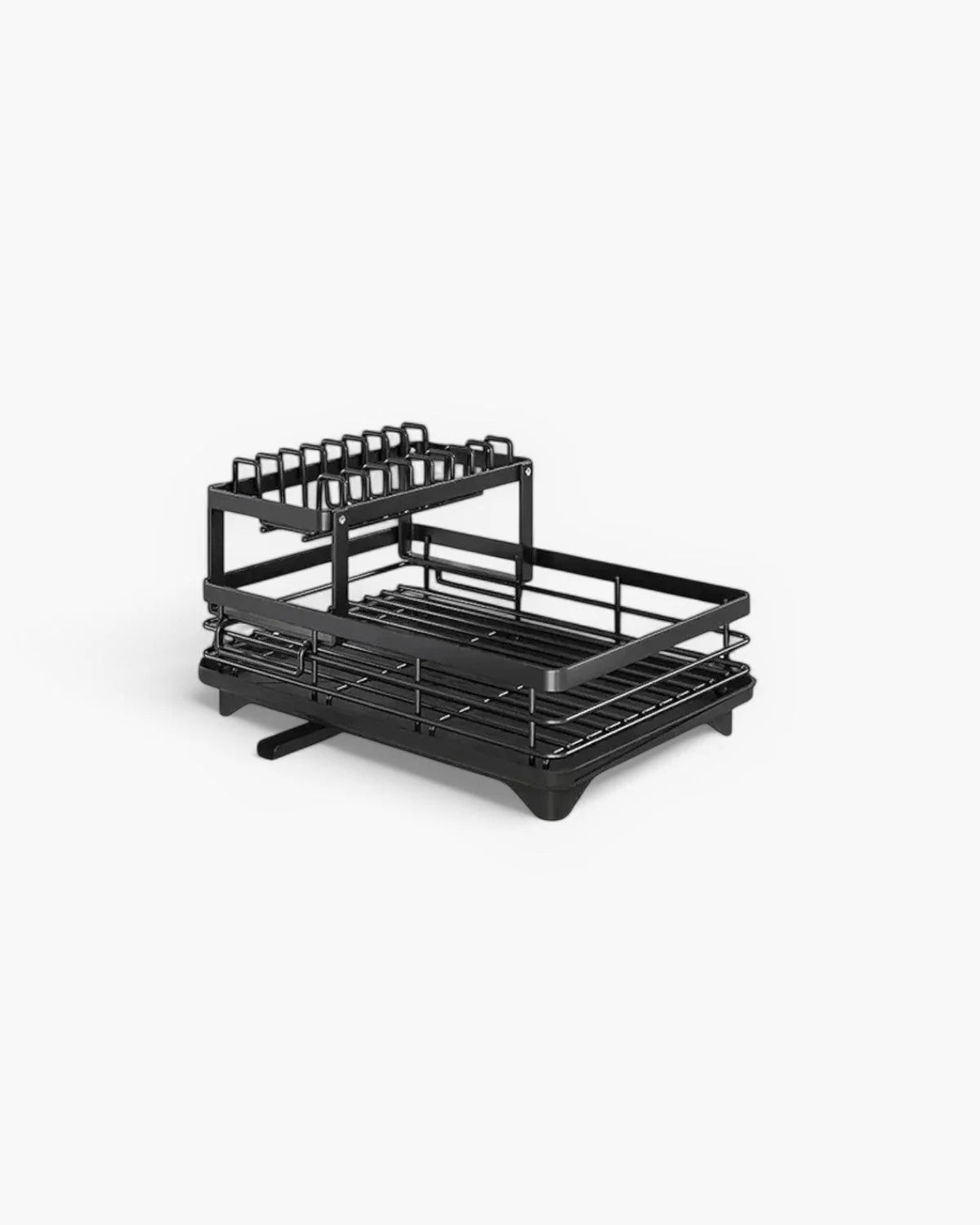 Dish Drying Rack Multi-Level Carbon Steel 360° Rotatable Drain
