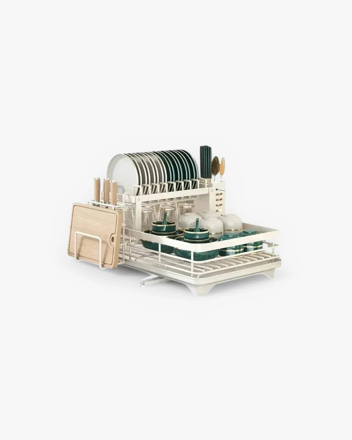 Dish Drying Rack Multi-Level Carbon Steel 360° Rotatable Drain