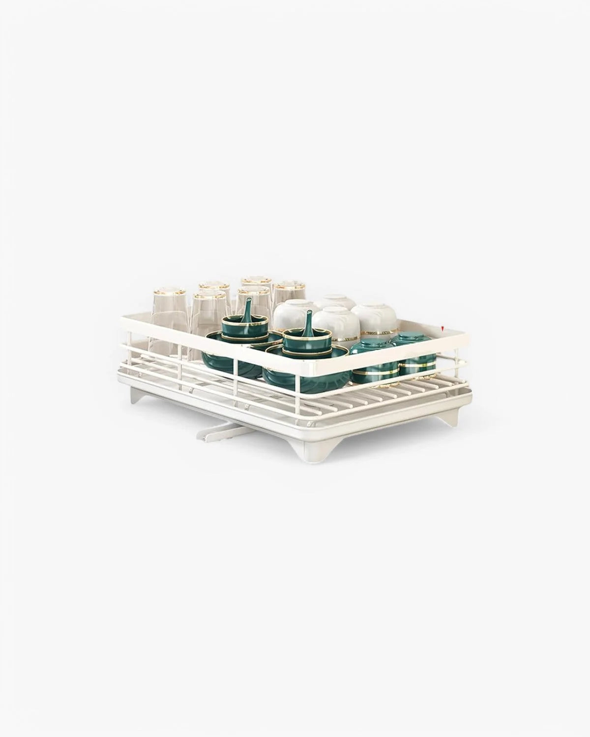 Dish Drying Rack Multi-Level Carbon Steel 360° Rotatable Drain