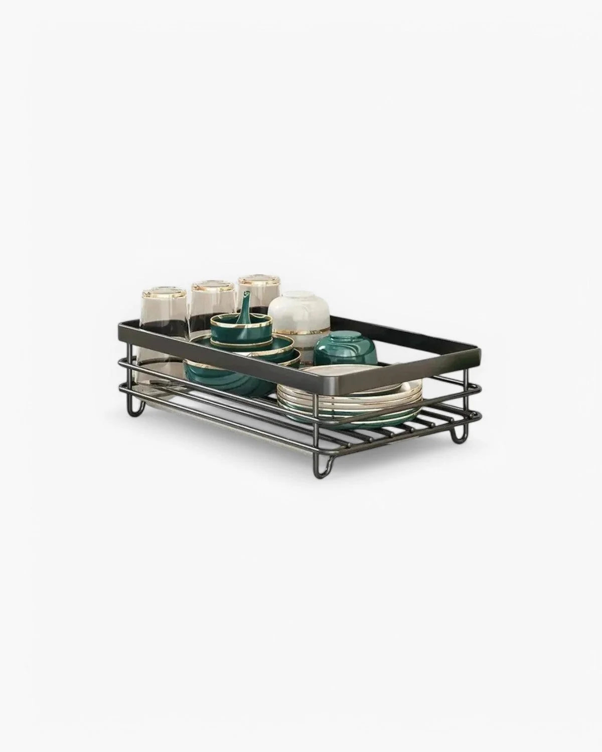 Dish Drying Rack Multi-Level Carbon Steel 360° Rotatable Drain