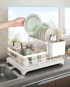 Dish Drying Rack Multi-Level Carbon Steel 360° Rotatable Drain