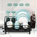 Dish Drying Rack Rust-Resistant Drip Tray & Cutlery Holder