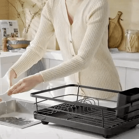 Dish Drying Rack Stainless Steel Drainboard & Cutlery Holder