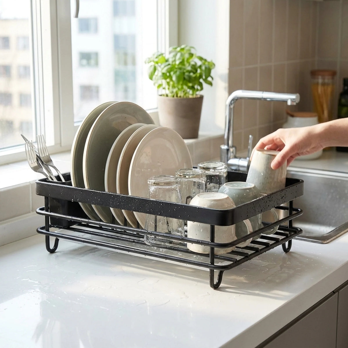 Dish Rack Foldable Stainless Steel Quick-Drain