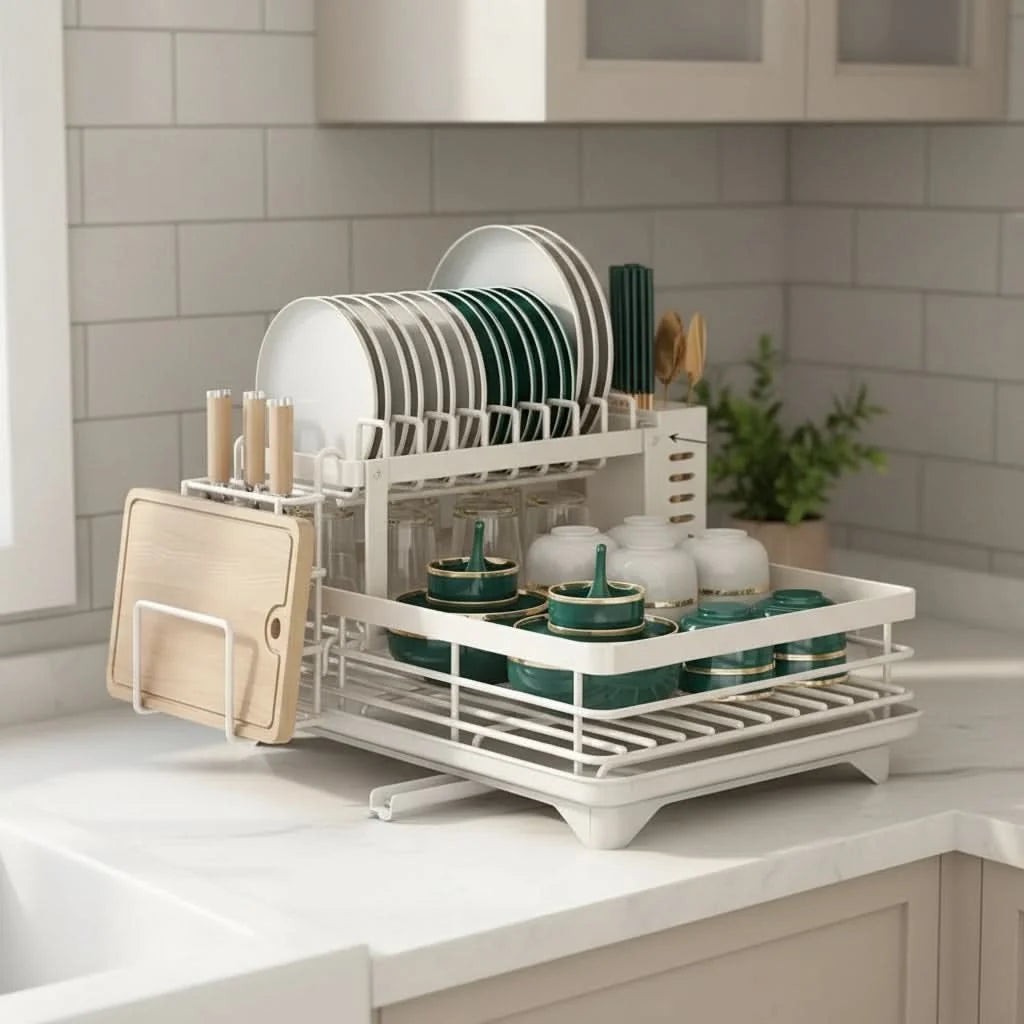 Dish Rack Foldable Stainless Steel Quick-Drain