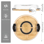 Divided Snack Tray Bamboo Clear Lid & Detachable Handle