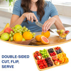 Divided Snack Tray Bamboo Clear Lid & Detachable Handle