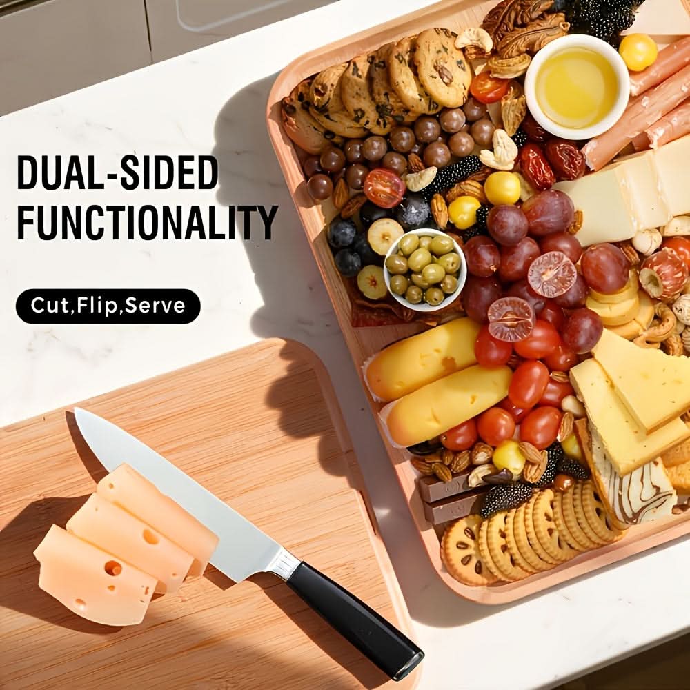 Divided Snack Tray Bamboo Clear Lid & Detachable Handle