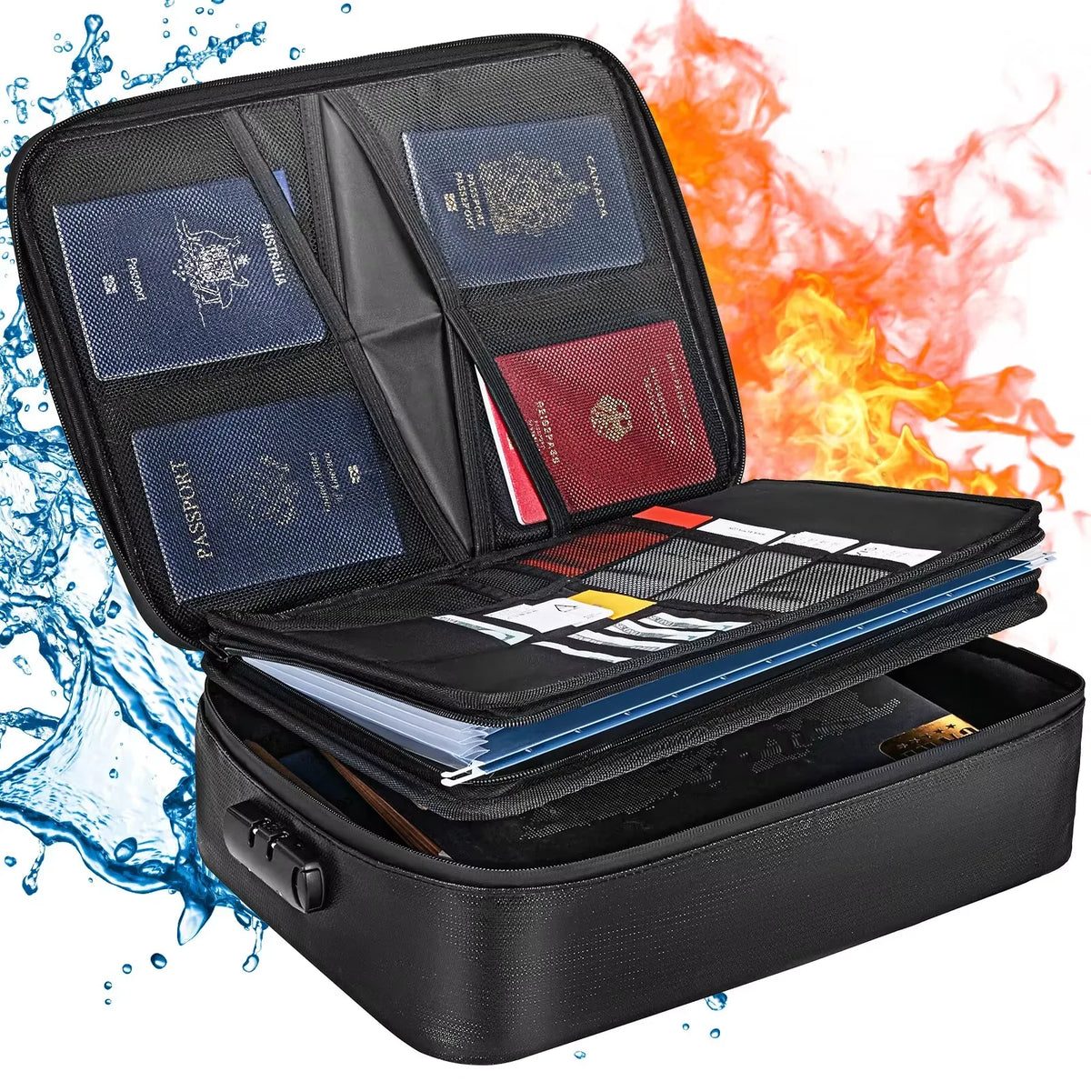 Document Organizer Bag Fire-Resistant & Waterproof Letter Size