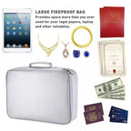 Document Organizer Bag Fireproof & Waterproof Fits US Letter
