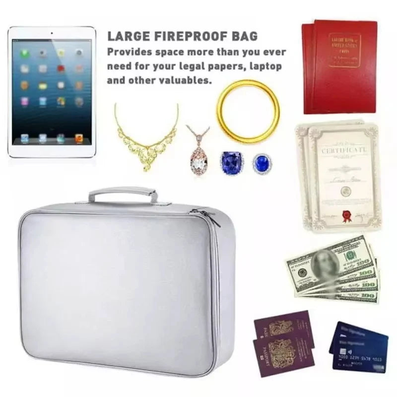 Document Organizer Bag Fireproof & Waterproof Fits US Letter