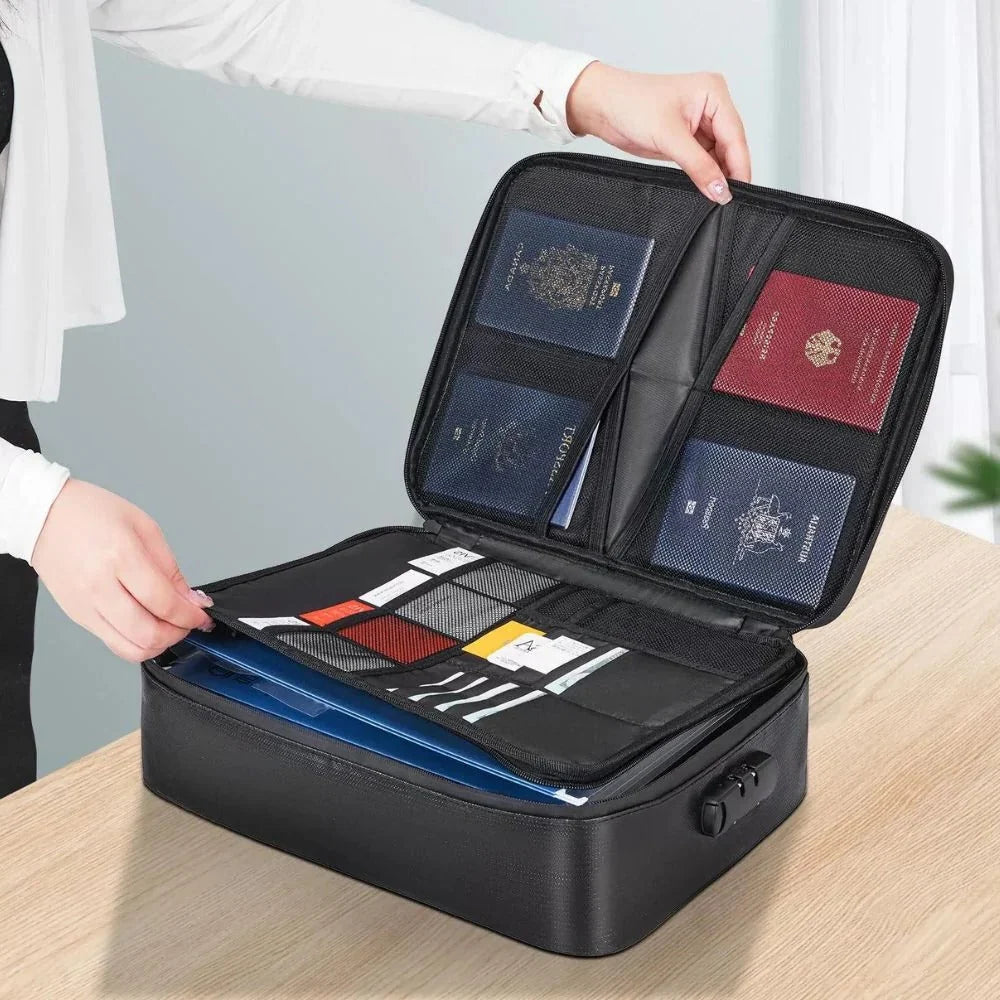 Document Safe Bag Fire-Resistant & Waterproof Built-In Lock