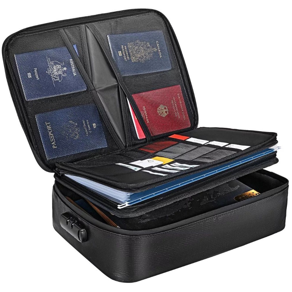 Document Safe Bag Fire-Resistant & Waterproof Built-In Lock