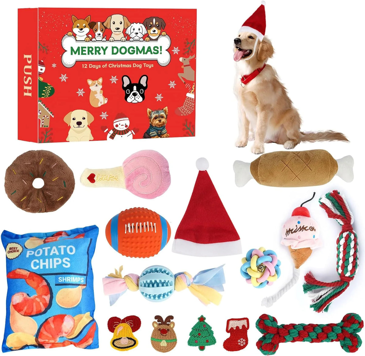 Dog Advent Calendar 12-Day Interactive Rubber & Rope Toys