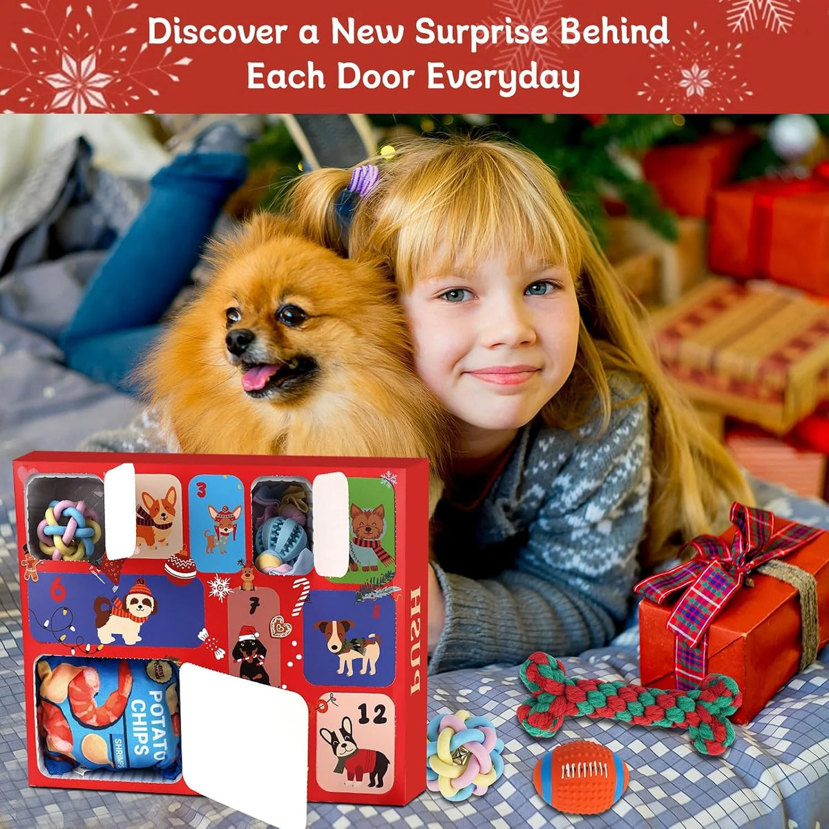 Dog Advent Calendar 12-Day Interactive Rubber & Rope Toys