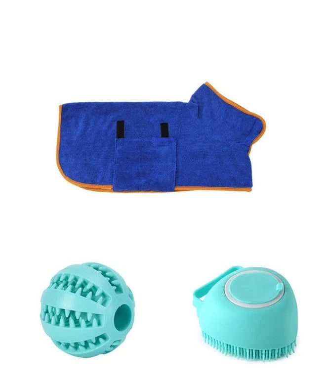 Dog Bath Brush Silicone Bristles & Shampoo Dispenser