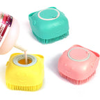 Dog Bath Brush Silicone Bristles & Shampoo Dispenser