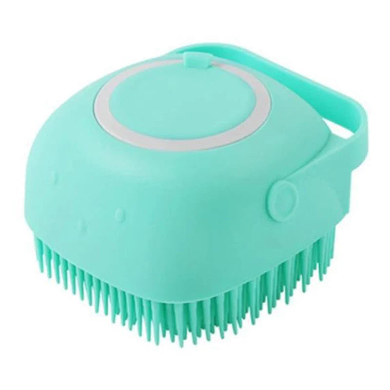 Dog Bath Brush Silicone Bristles & Shampoo Dispenser