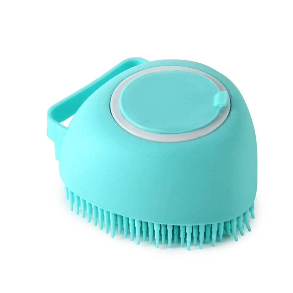 Dog Bath Brush Silicone Bristles & Shampoo Dispenser