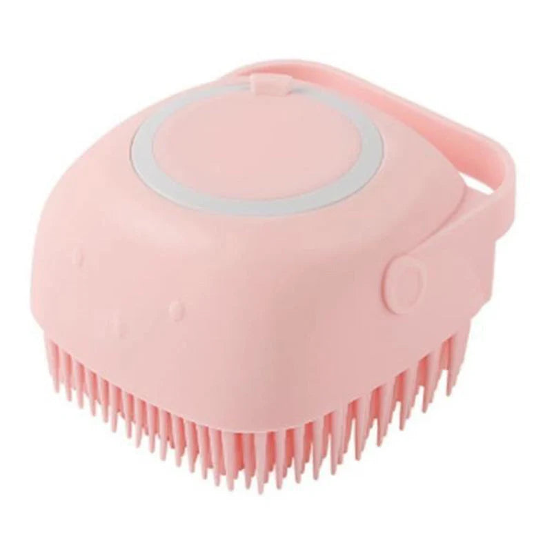 Dog Bath Brush Silicone Bristles & Shampoo Dispenser