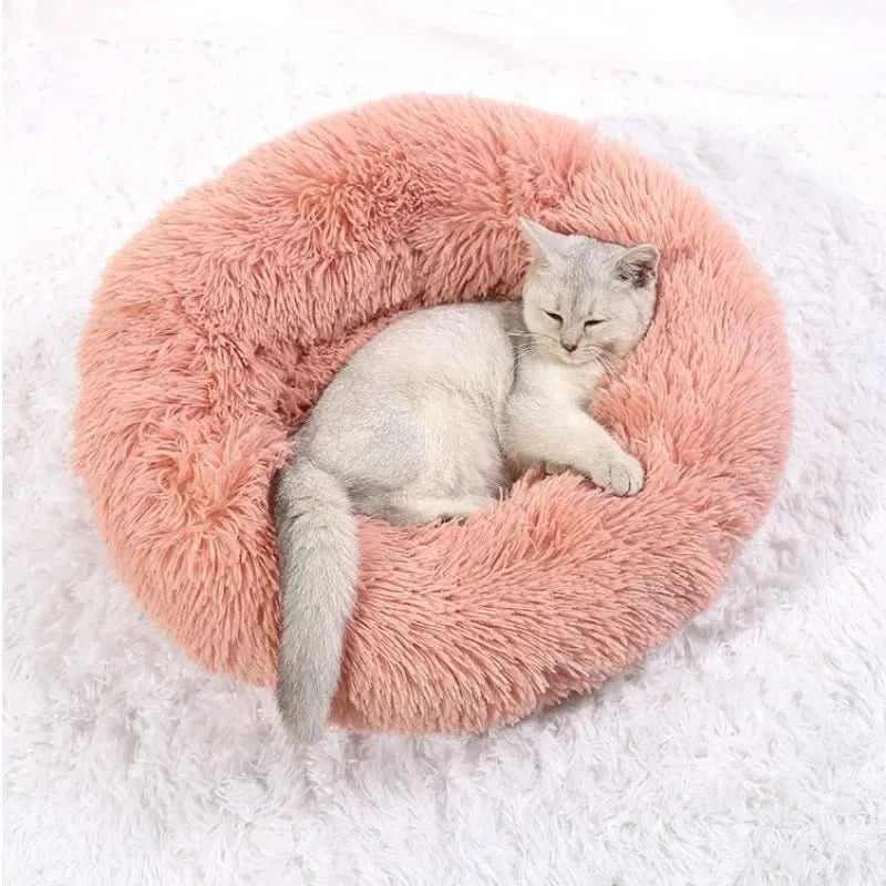 Dog Bed Calming Plush Donut Bolster Machine Washable