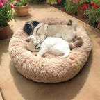 Dog Bed Calming Plush Donut Bolster Machine Washable