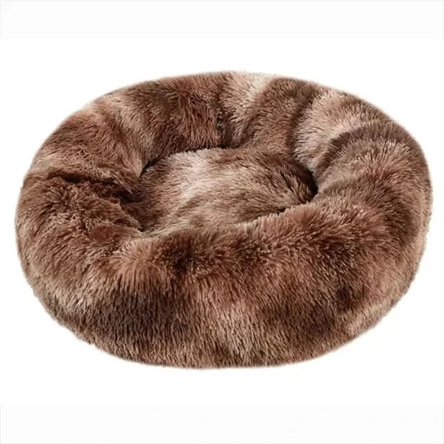 Dog Bed Calming Plush Donut Bolster Machine Washable