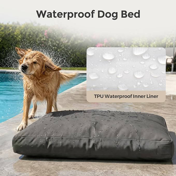 Dog Bed Chew-Resistant Canvas Plush Filling Non-Slip Bottom