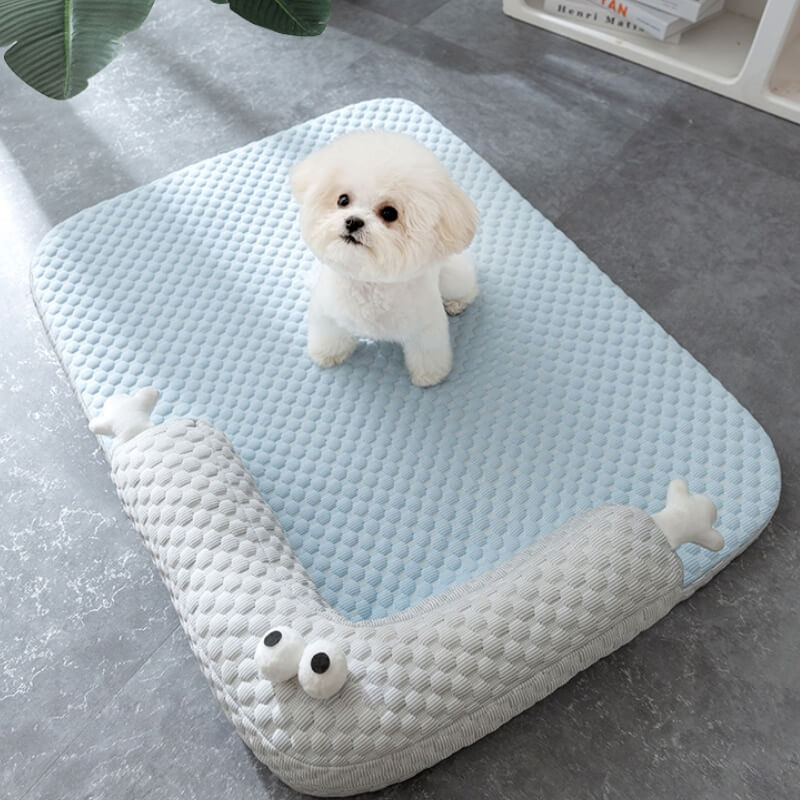 Dog Bed Cooling Fabric Non-Slip L-Shaped Pillow