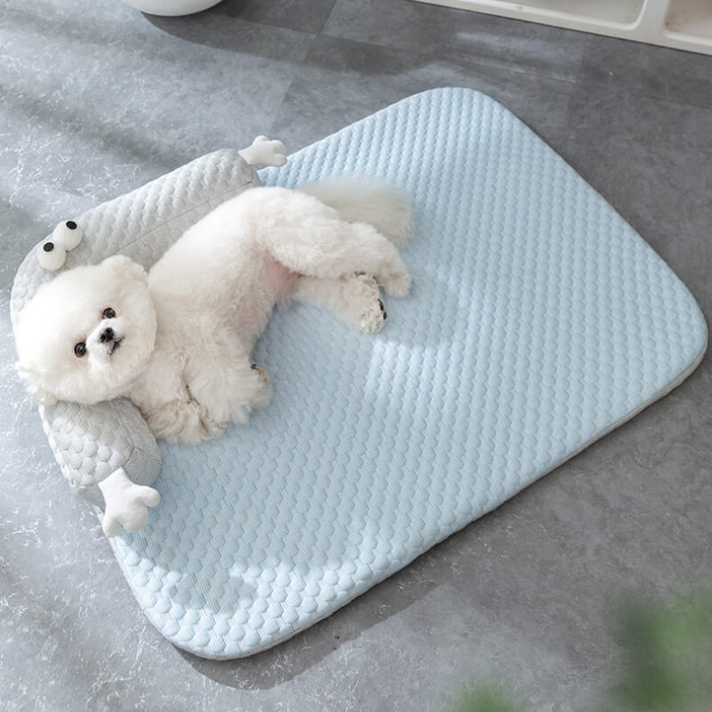 Dog Bed Cooling Fabric Non-Slip L-Shaped Pillow