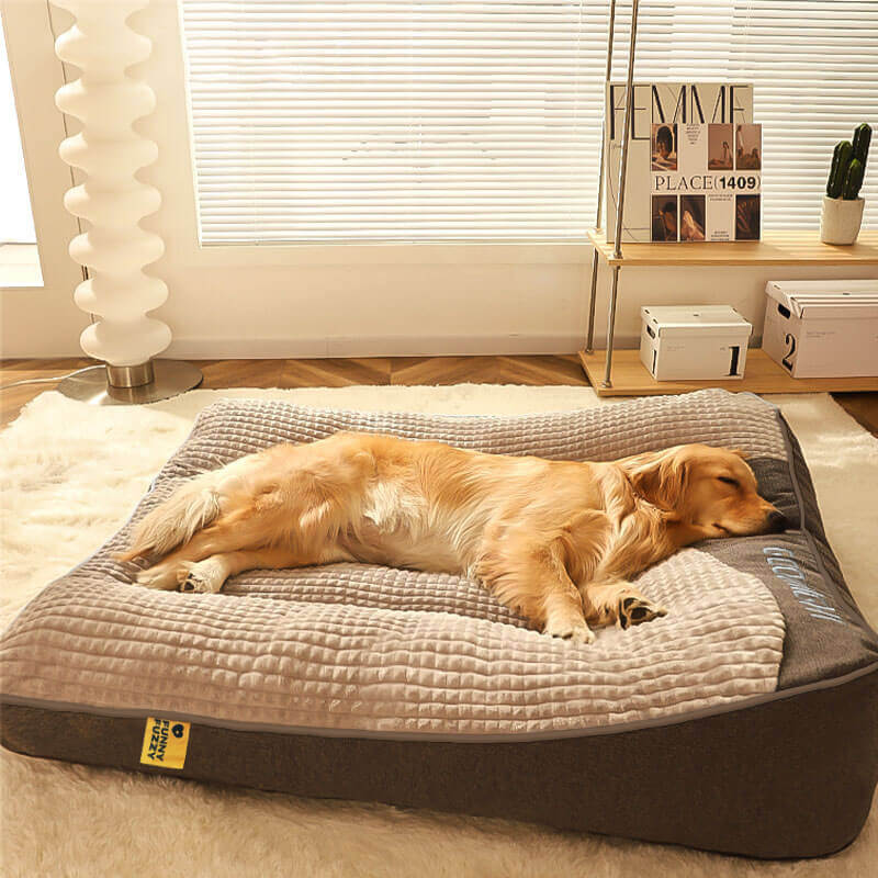 Dog Bed Orthopedic Elevated Headrest Removable Velvet Cover