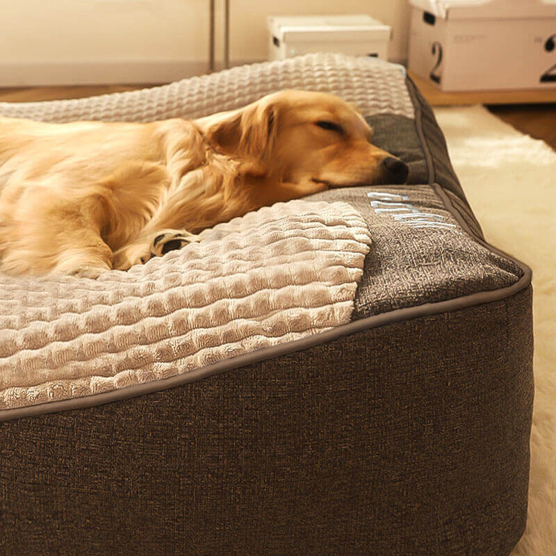 Dog Bed Orthopedic Elevated Headrest Removable Velvet Cover