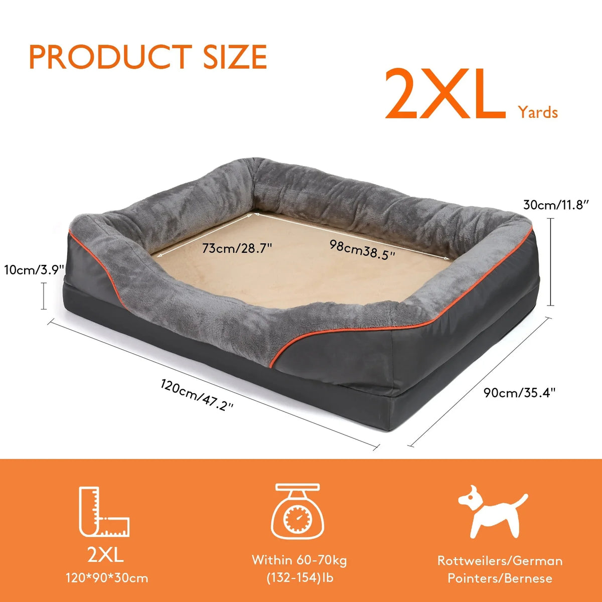 Dog Bed Orthopedic Foam Waterproof & Removable Cover